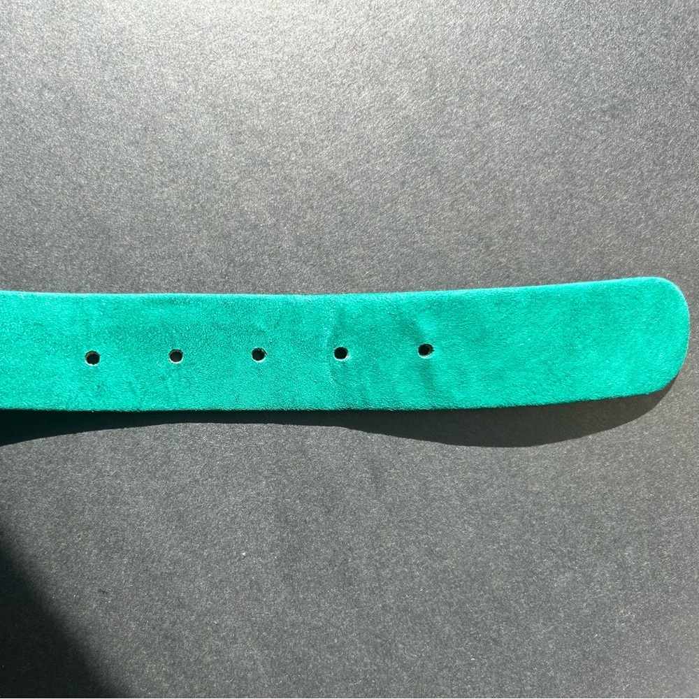 VTG St. John Teal Suede Belt with Gold Accents & Enamel Buckle | size 6 - Picture 9 of 12